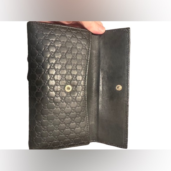 Gucci Micro GG Guccissima Metallic Black Continental Wallet - Picture 4 of 7